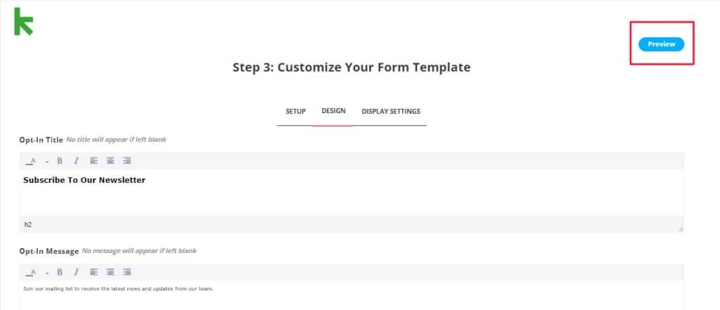 preview customize template